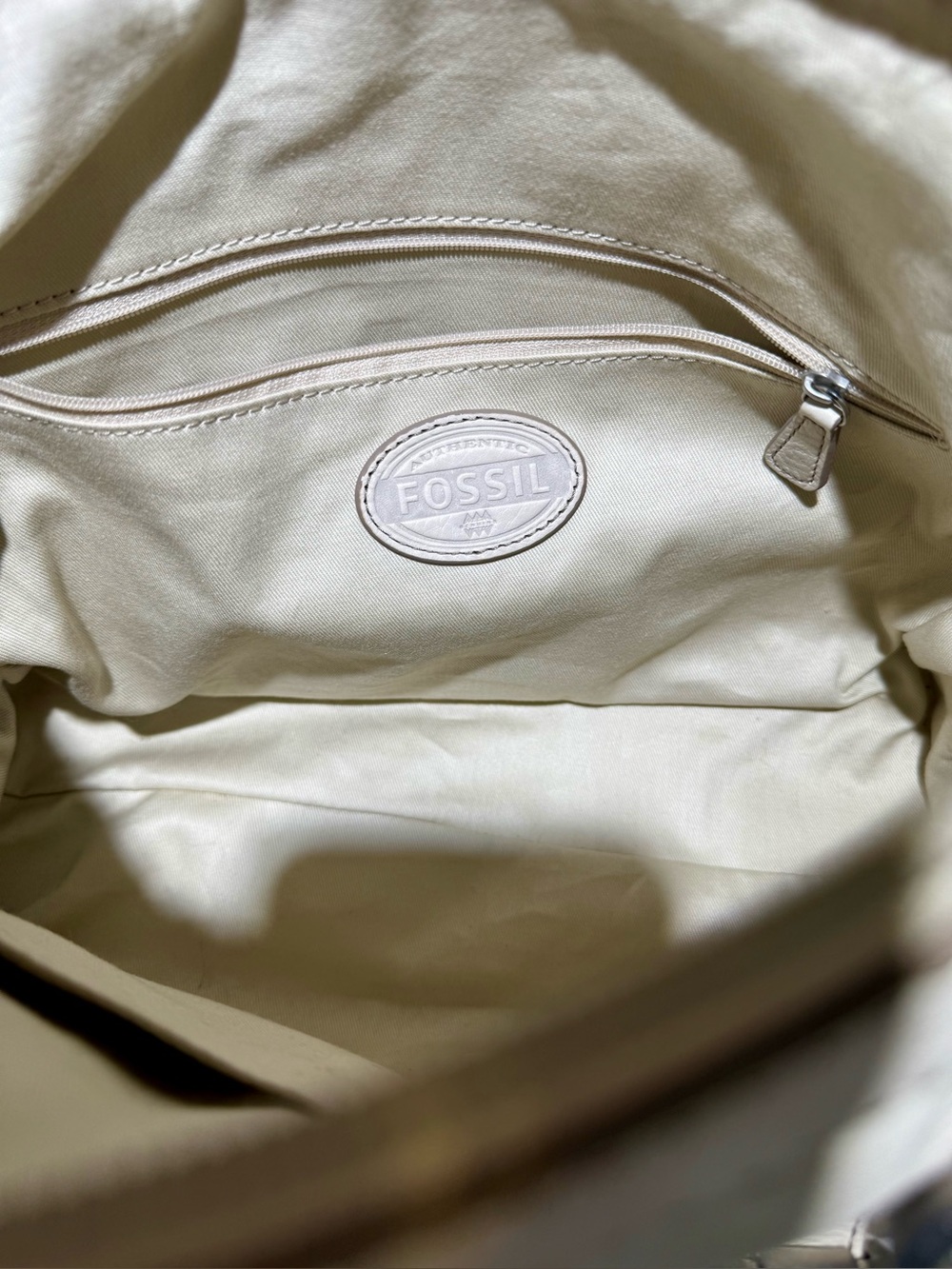 FOSSIL NWOT Leather Crossbody Shoulder Tote Handbag, Cream - Picture 5 of 13